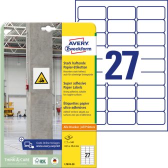 Avery Zweckform L7874-20 erősebben tapadó nyomtatható öntapadós etikett címke