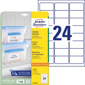 Avery Zweckform L7970-25 nyomtatható öntapadós etikett címke fagyasztott termékekre