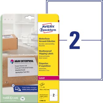 Avery Zweckform L7996-25 nyomtatható öntapadós időjárásálló csomag címke