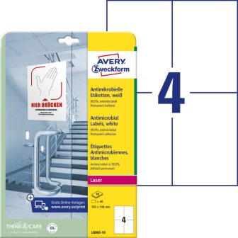 Avery Zweckform L8003-10 nyomtatható öntapadós antimikrobiális etikett címke