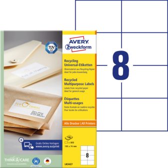 Avery Zweckform LR3427 nyomtatható környezetbarát öntapadós etikett címke