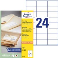 Avery Zweckform LR3475 nyomtatható újrahasznosított öntapadós etikett címke