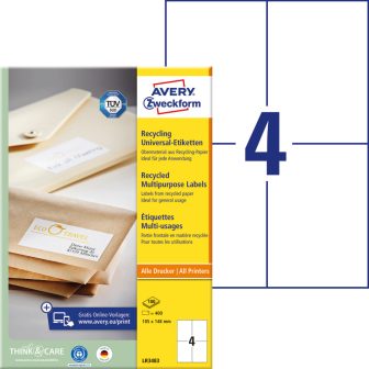 Avery Zweckform LR3483 nyomtatható környezetbarát öntapadós etikett címke