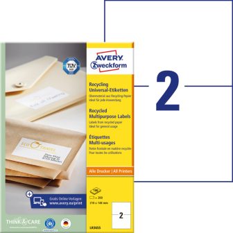 Avery Zweckform LR3655 nyomtatható környezetbarát öntapadós etikett címke