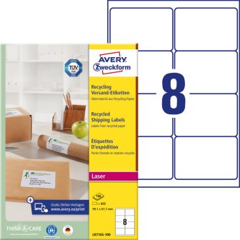Avery Zweckform LR7165-100 nyomtatható környezetbarát öntapadós csomag címke