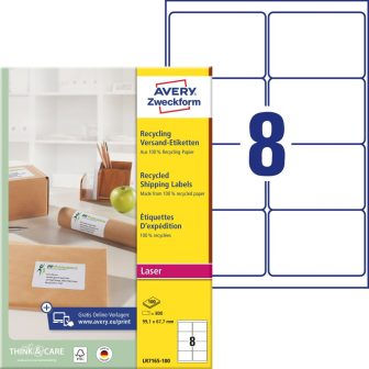 Avery Zweckform LR7165-100 nyomtatható újrahasznosított öntapadós csomag címke Avery Zweckform LR7165-100 nyomtatható újrahasznosított öntapadós csomag címke