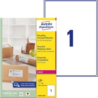 Avery Zweckform LR7167-100 nyomtatható újrahasznosított öntapadós csomag címke Avery Zweckform LR7167-100 nyomtatható újrahasznosított öntapadós csomag címke