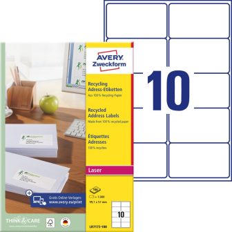Avery Zweckform LR7173-100 nyomtatható újrahasznosított öntapadós címzés címke Avery Zweckform LR7173-100 nyomtatható újrahasznosított öntapadós címzés címke