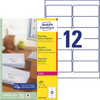 Avery Zweckform LR7177-100 nyomtatható újrahasznosított öntapadós címzés címke Avery Zweckform LR7177-100 nyomtatható újrahasznosított öntapadós címzés címke