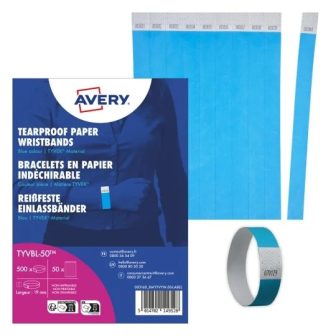 Avery Zweckform TYVBL-50 sorszámmal ellátott vízálló kék színű beléptető karszalag