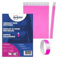 Avery Zweckform TYVPK-50 sorszámmal ellátott vízálló rózsaszín beléptető karszalag