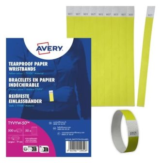 Avery Zweckform TYVYW-50 sorszámmal ellátott vízálló sárga színű beléptető karszalag